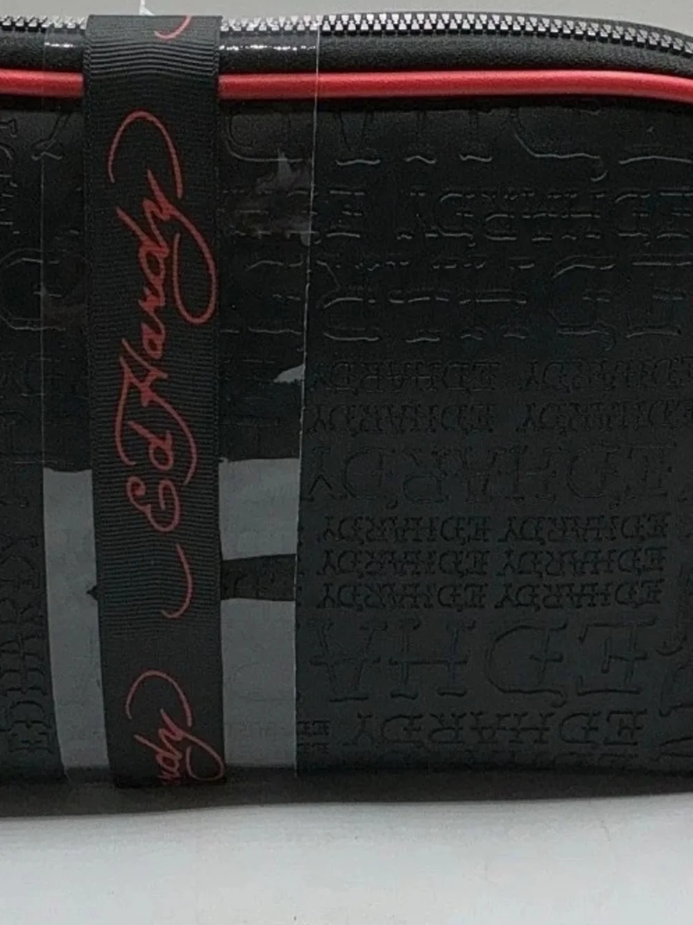 Ed Hardy Black Cosmetic Bag with Red Trim - Picture 3 of 6